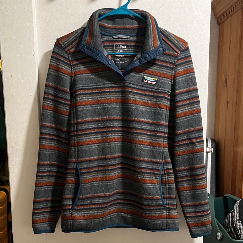 L.L. Bean Women’s Sweater Fleece Pullover, Stripe Print